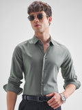 Highlander Men Olive Self Design Slim Fit Casual Shirt - Olive - Image 1