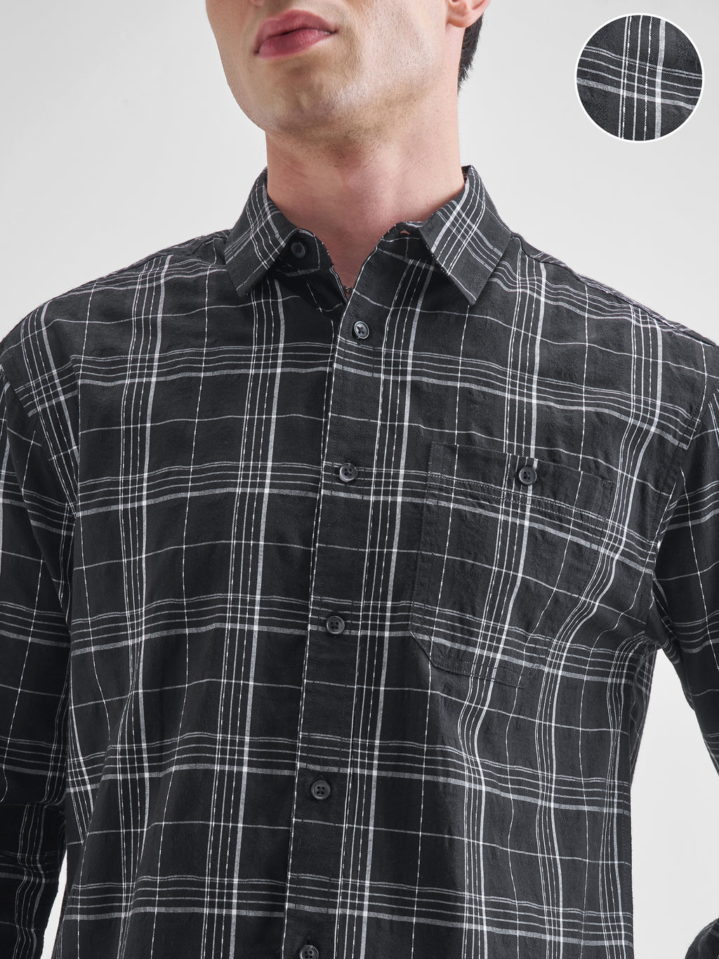 Highlander Men Black Checked Relaxed Fit Casual Shirt - Black - Image 5