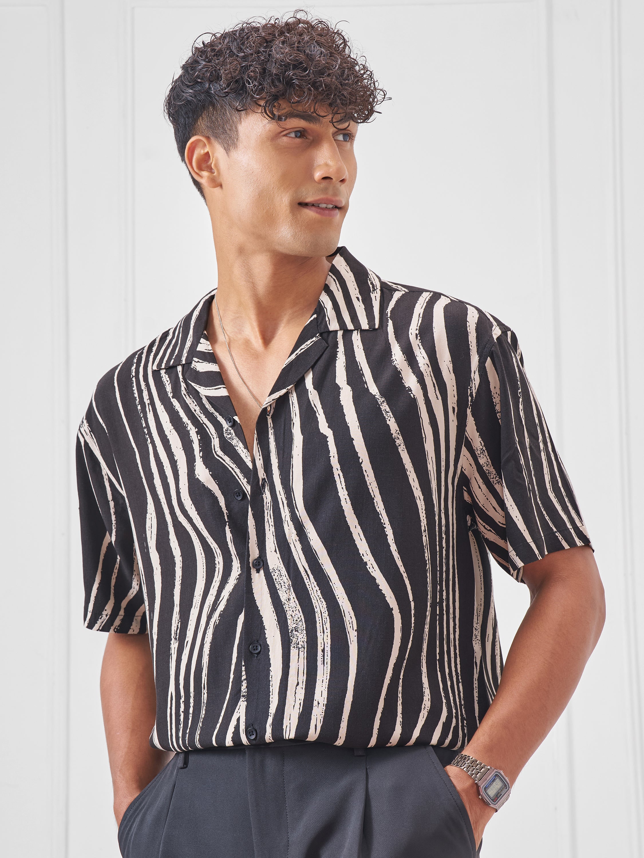 Highlander Men Black Printed Relaxed Fit Casual Shirt - Black - Image 4