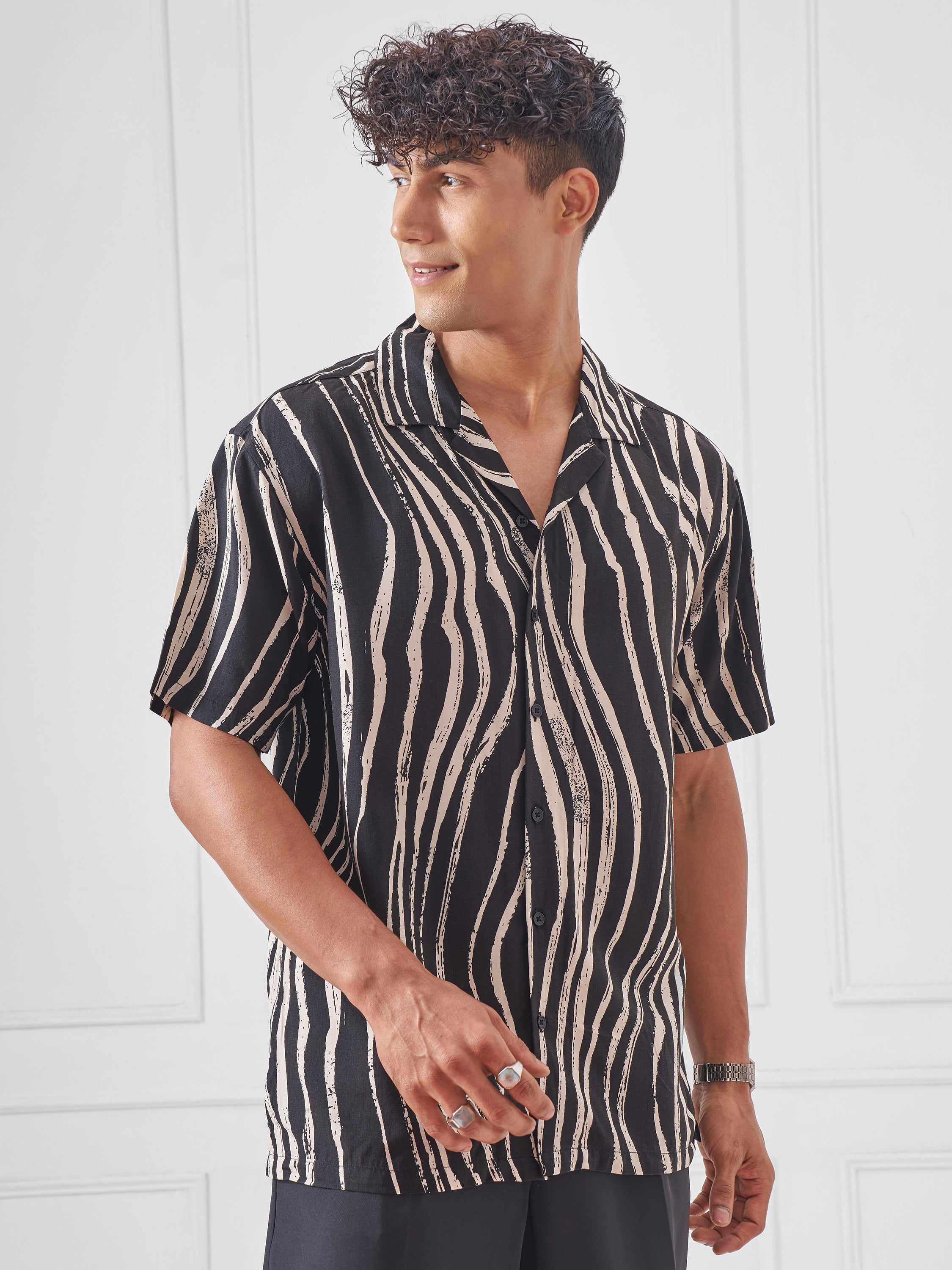 Highlander Men Black Printed Relaxed Fit Casual Shirt - Black - Image 6