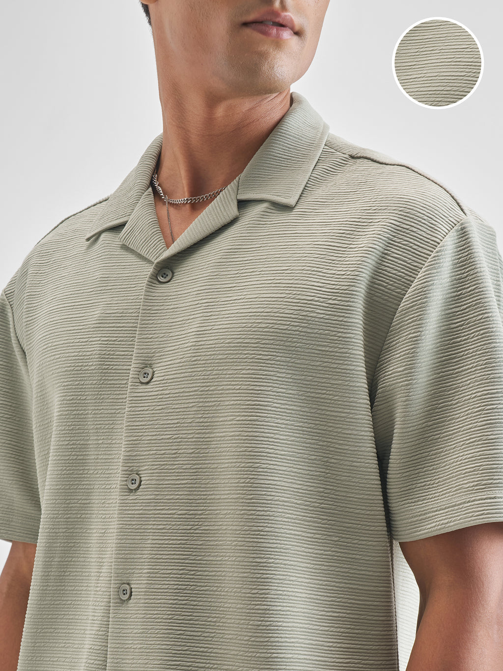 Highlander Men Grey Self Design Relaxed Fit Casual Shirt - Grey - Image 5