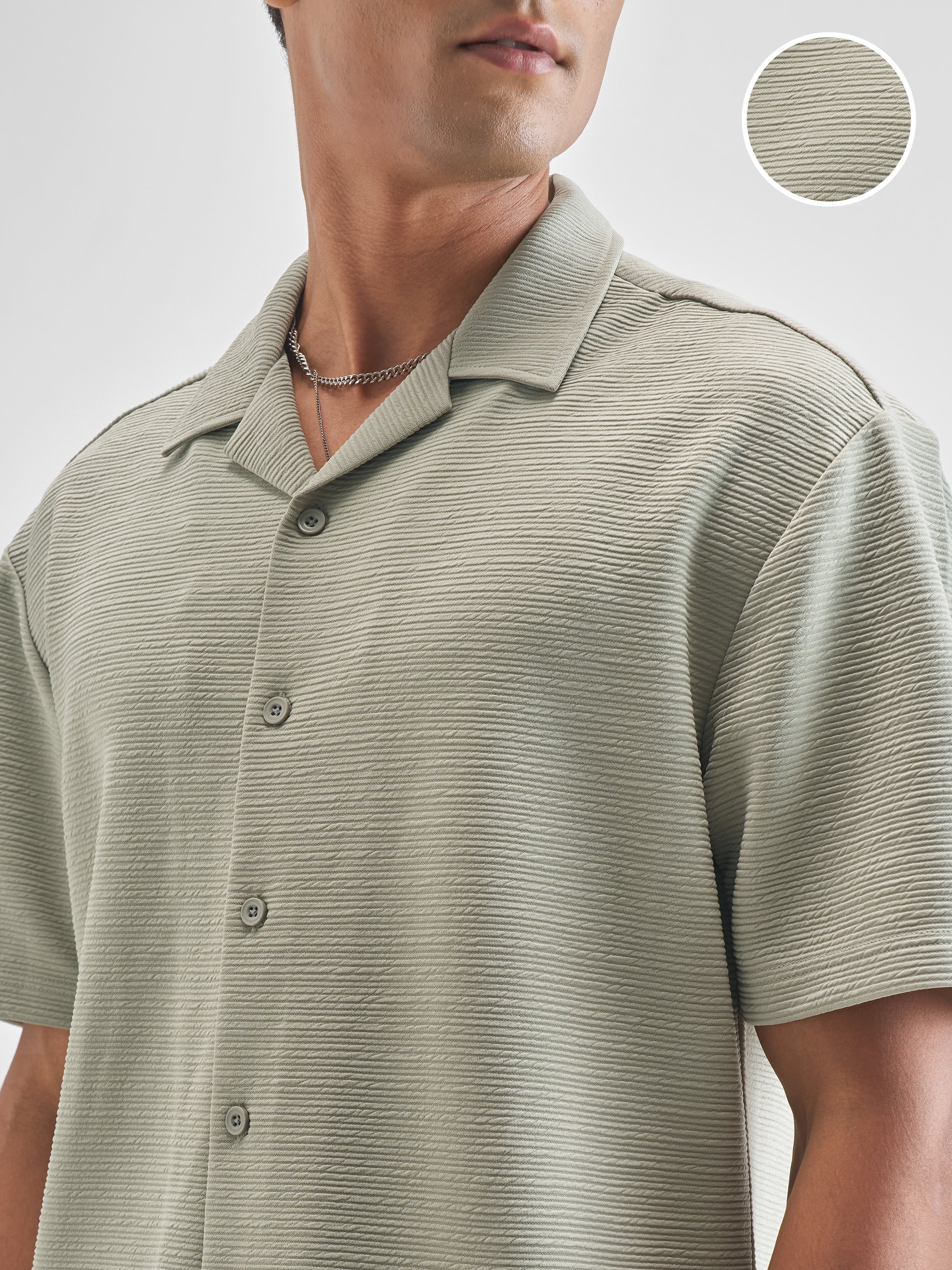 Highlander Men Grey Self Design Relaxed Fit Casual Shirt - Grey - Image 5