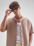 Highlander Men Peach Self Design Relaxed Fit Casual Shirt - Peach - Image 1
