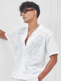 Highlander Men White Embroidered Relaxed Fit Casual Shirt - White - Image 1