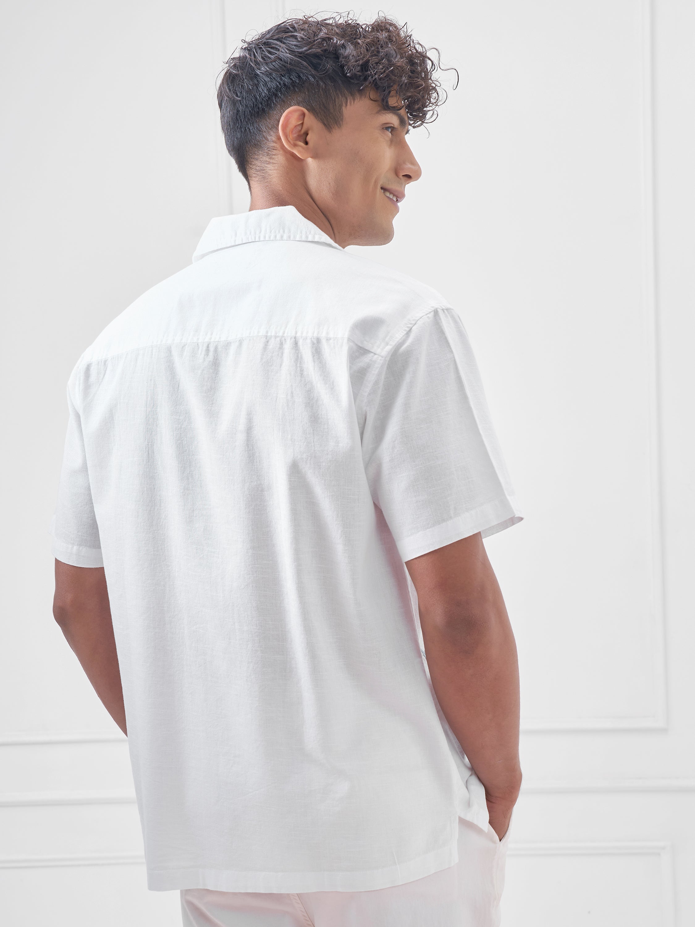 Highlander Men White Embroidered Relaxed Fit Casual Shirt - White - Image 3