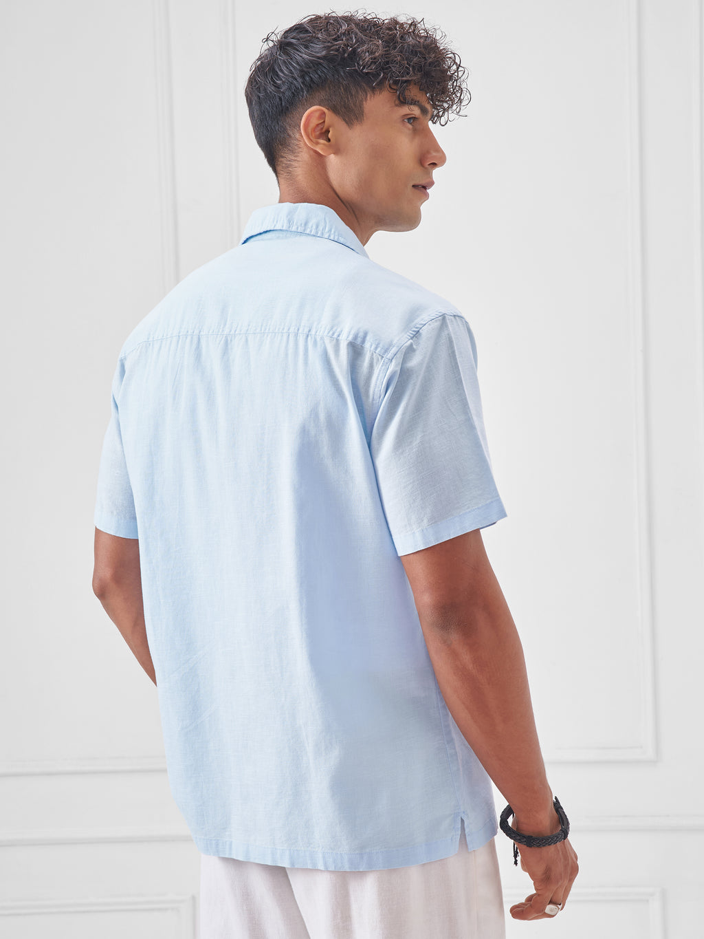 Highlander Men Blue Embroidered Relaxed Fit Casual Shirt - Blue - Image 3
