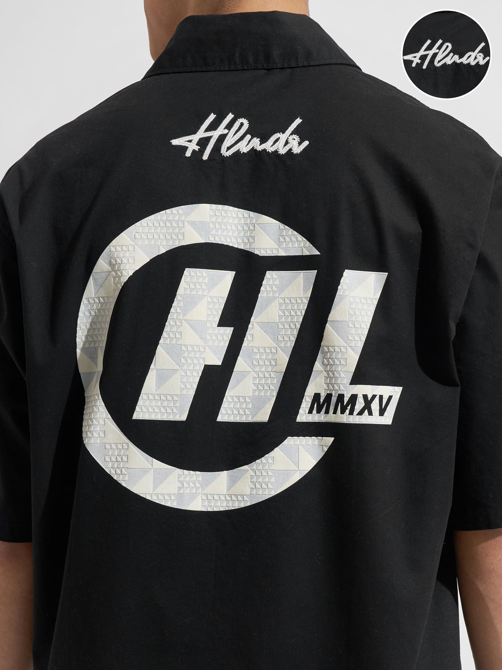 Highlander Men Black Embroidered Boxy Fit Casual Shirt