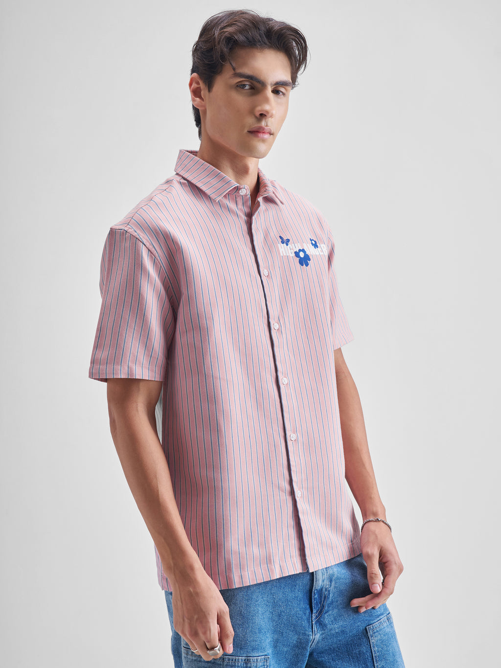 Highlander Men Pink Striped Relaxed Fit Casual Shirt - Pink - Image 6