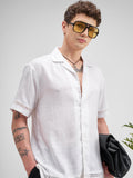 Highlander Men White Self Design Relaxed Fit Casual Shirt - White - Image 1
