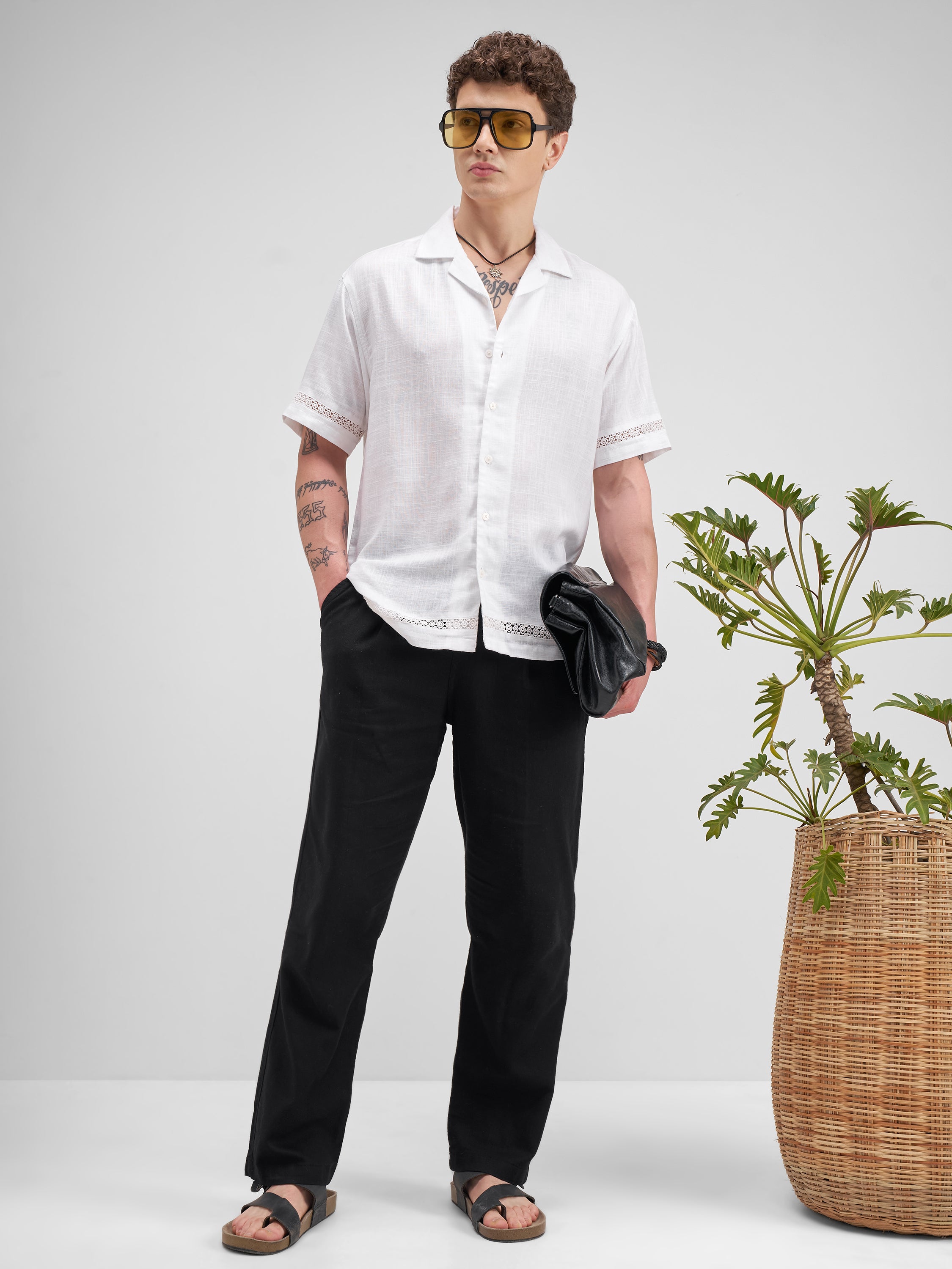 Highlander Men White Self Design Relaxed Fit Casual Shirt - White - Image 2