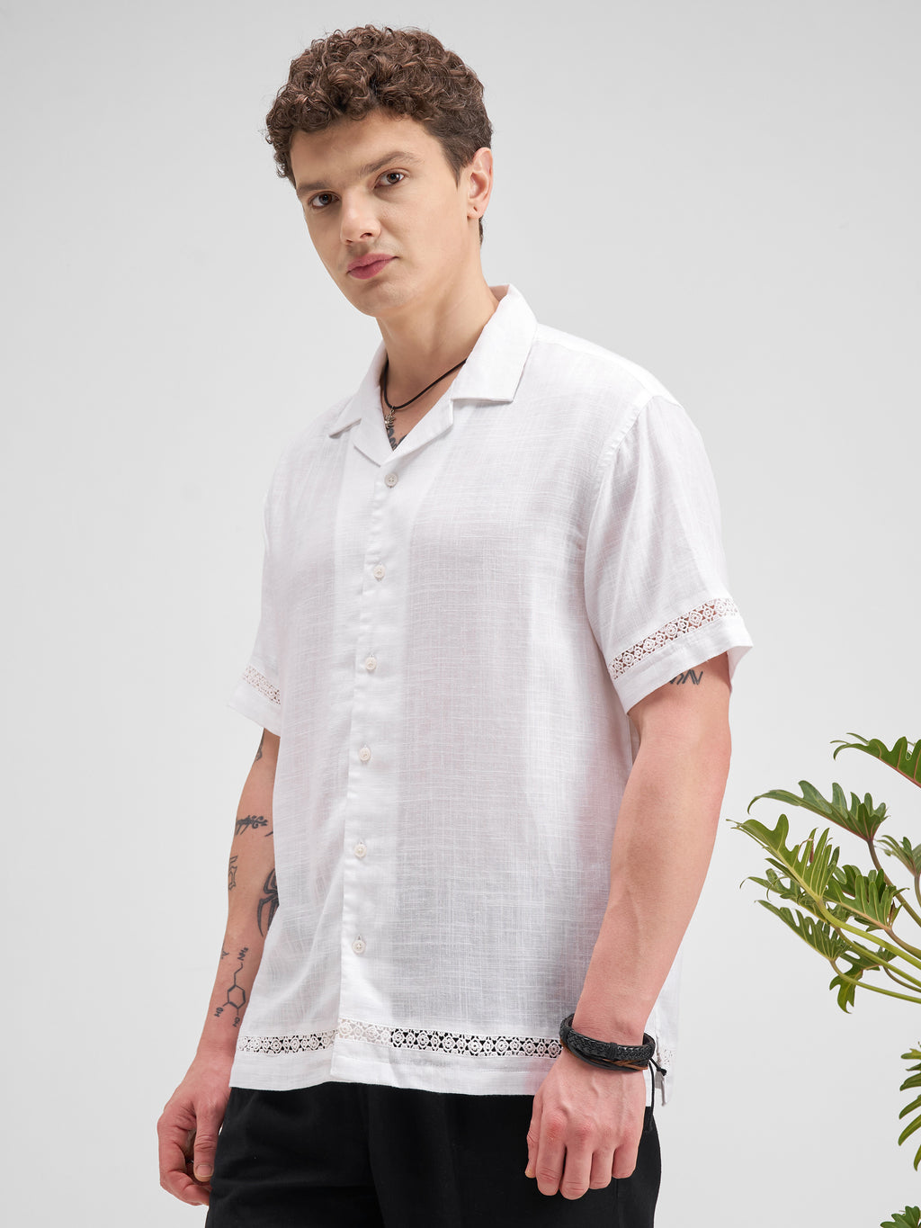 Highlander Men White Self Design Relaxed Fit Casual Shirt - White - Image 4