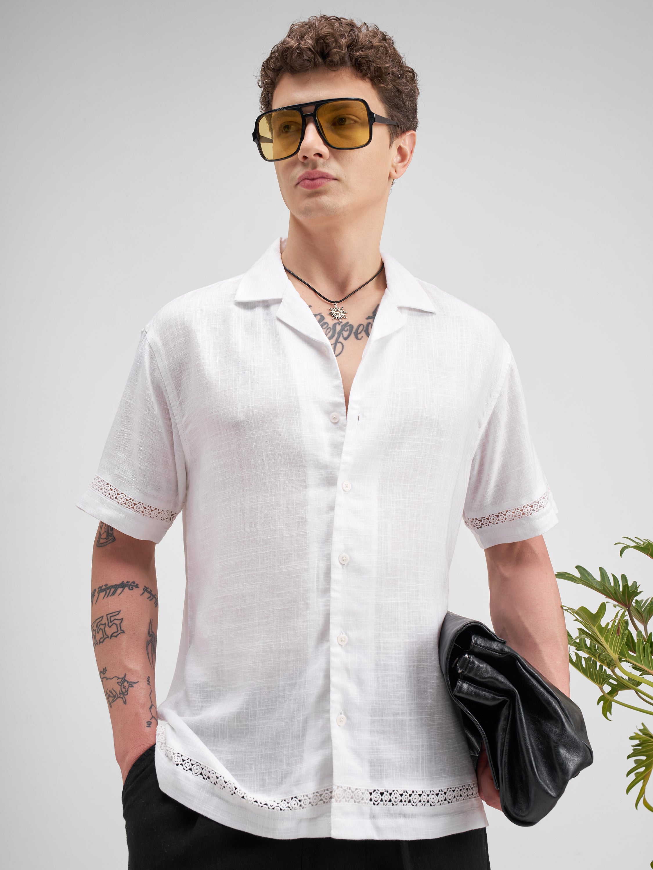Highlander Men White Self Design Relaxed Fit Casual Shirt - White - Image 6