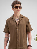 Highlander Men Brown Self Design Relaxed Fit Casual Shirt - Brown - Image 1
