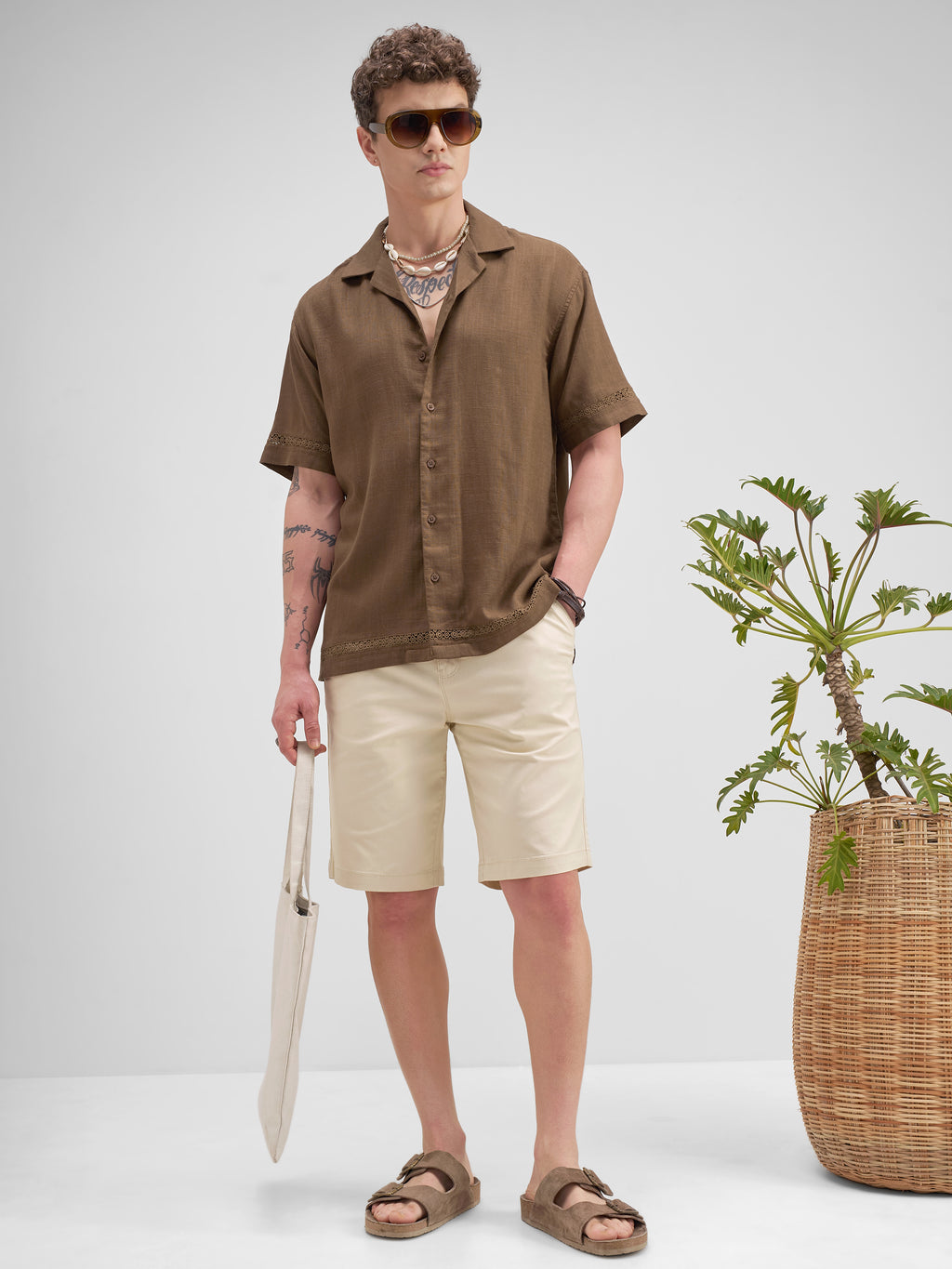 Highlander Men Brown Self Design Relaxed Fit Casual Shirt - Brown - Image 2
