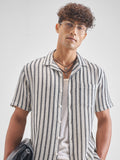 Highlander Men Black Striped Oversized Fit Casual Shirt - Black - Image 1