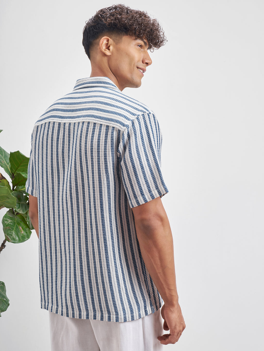 Highlander Men Blue Striped Relaxed Fit Casual Shirt - Blue - Image 3