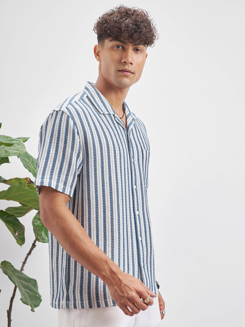 Highlander Men Blue Striped Relaxed Fit Casual Shirt - Blue - Image 6