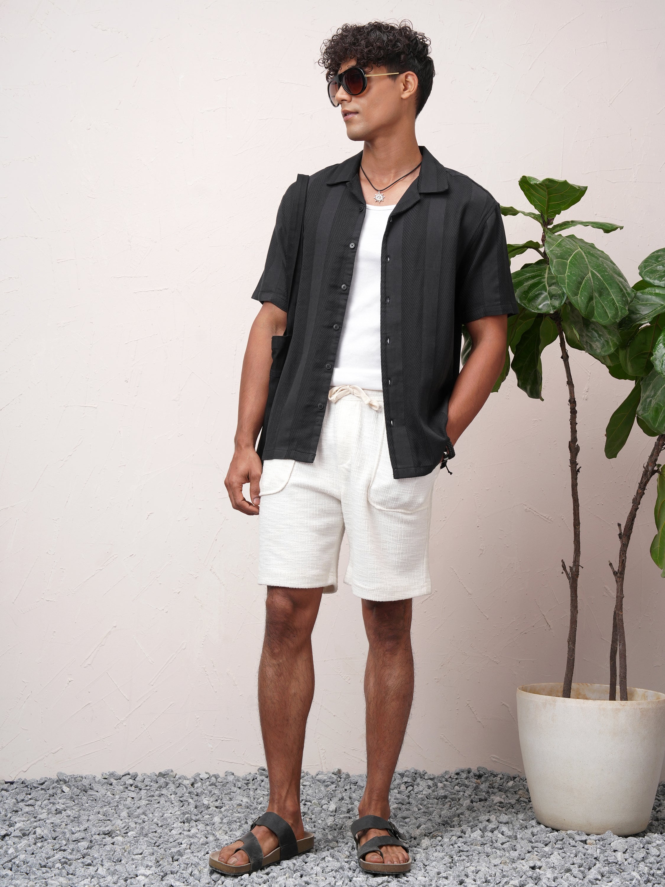 Highlander Men Black Striped Relaxed Fit Casual Shirt - Black - Image 2