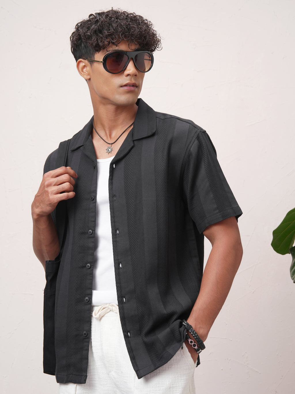 Highlander Men Black Striped Relaxed Fit Casual Shirt - Black - Image 4