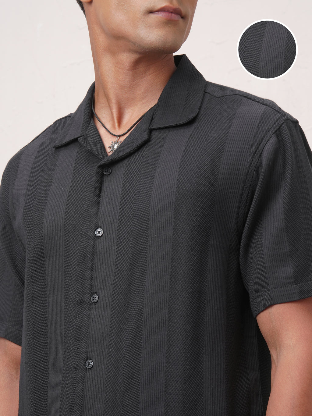 Highlander Men Black Striped Relaxed Fit Casual Shirt - Black - Image 5