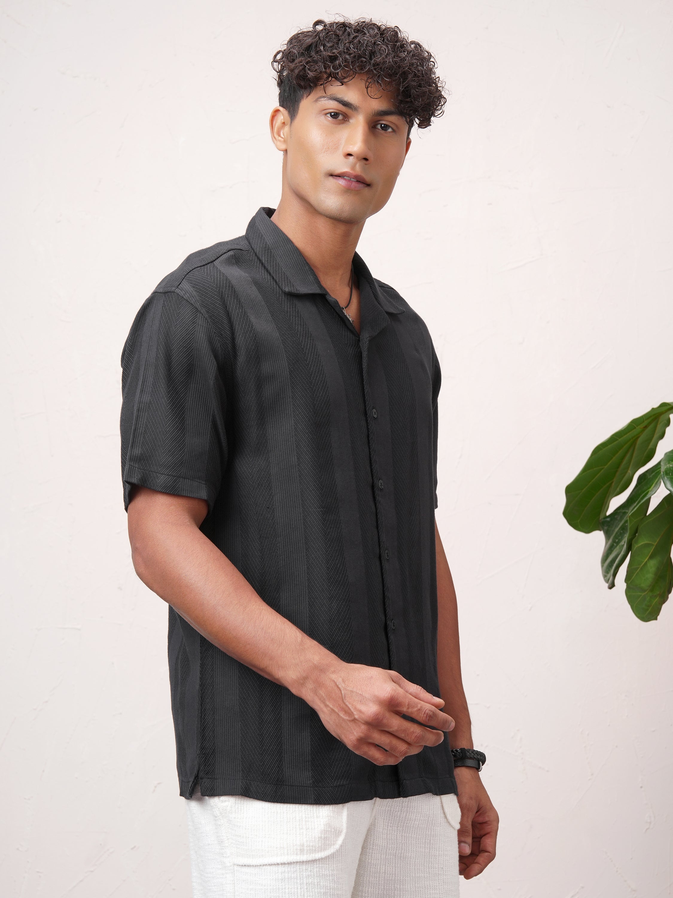 Highlander Men Black Striped Relaxed Fit Casual Shirt - Black - Image 6