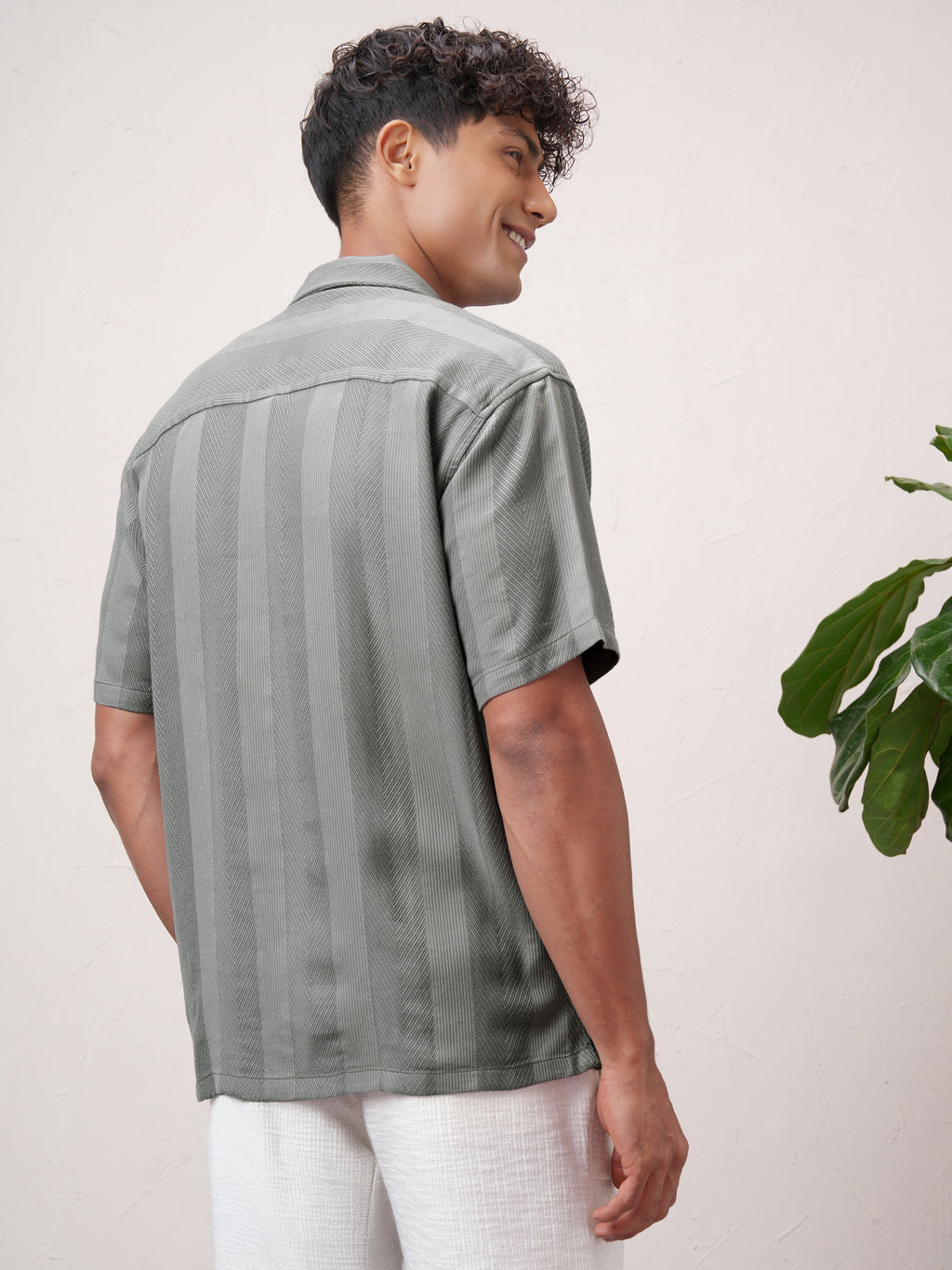 Highlander Men Olive Striped Relaxed Fit Casual Shirt - Olive - Image 3