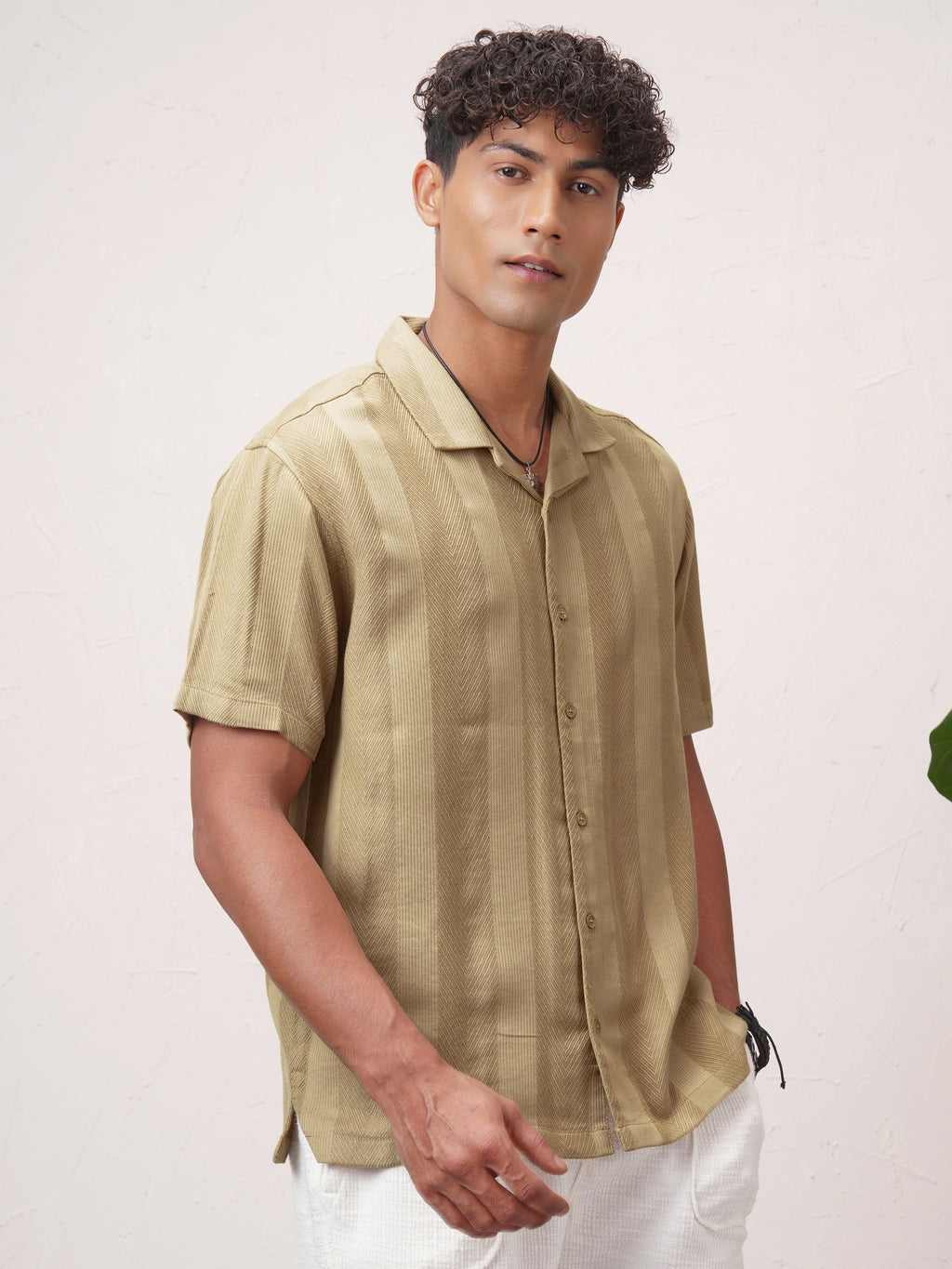 Highlander Men Khaki Striped Relaxed Fit Casual Shirt - Khaki - Image 6