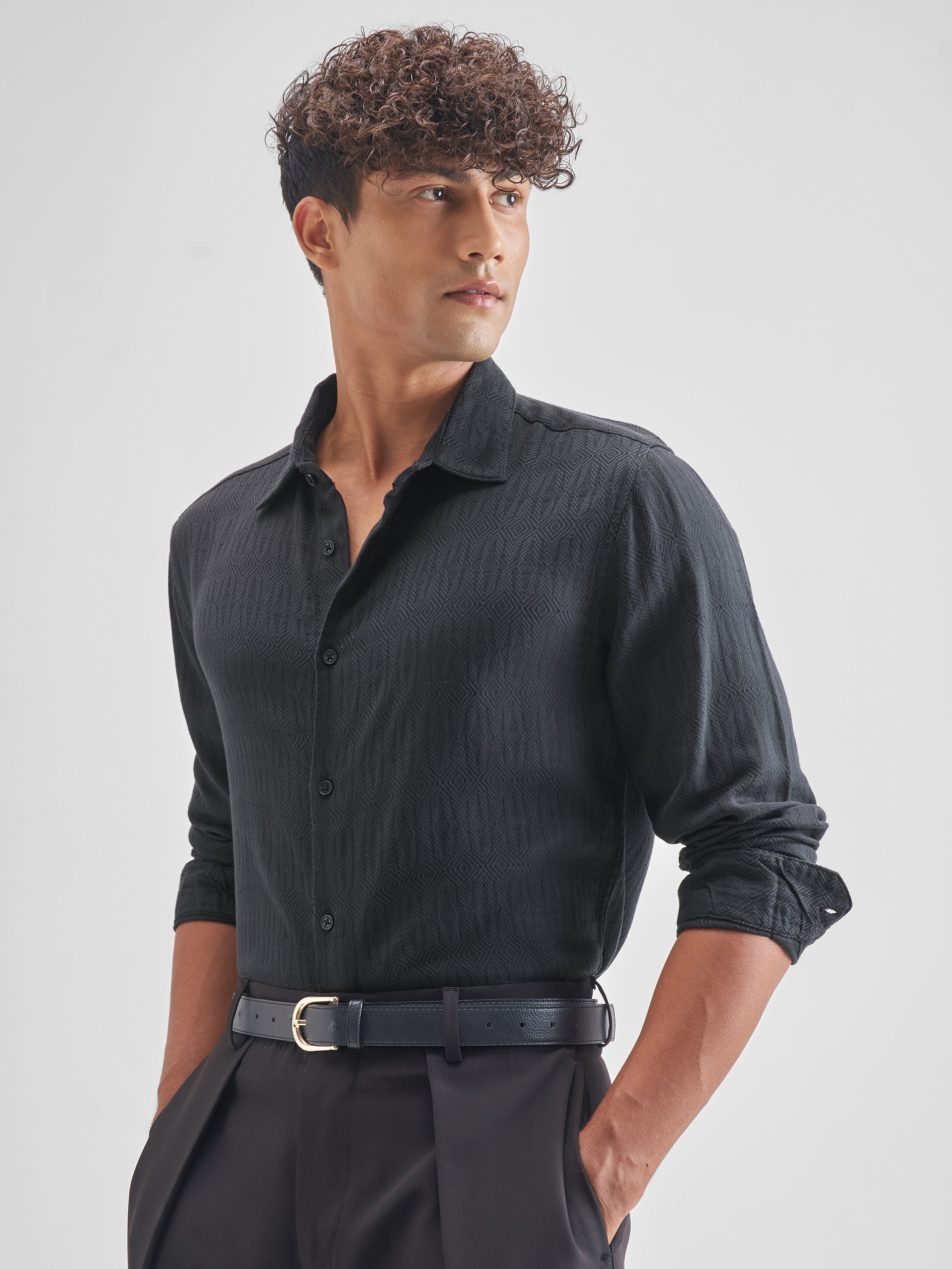 Highlander Men Black Printed Relaxed Fit Casual Shirt - Black - Image 4