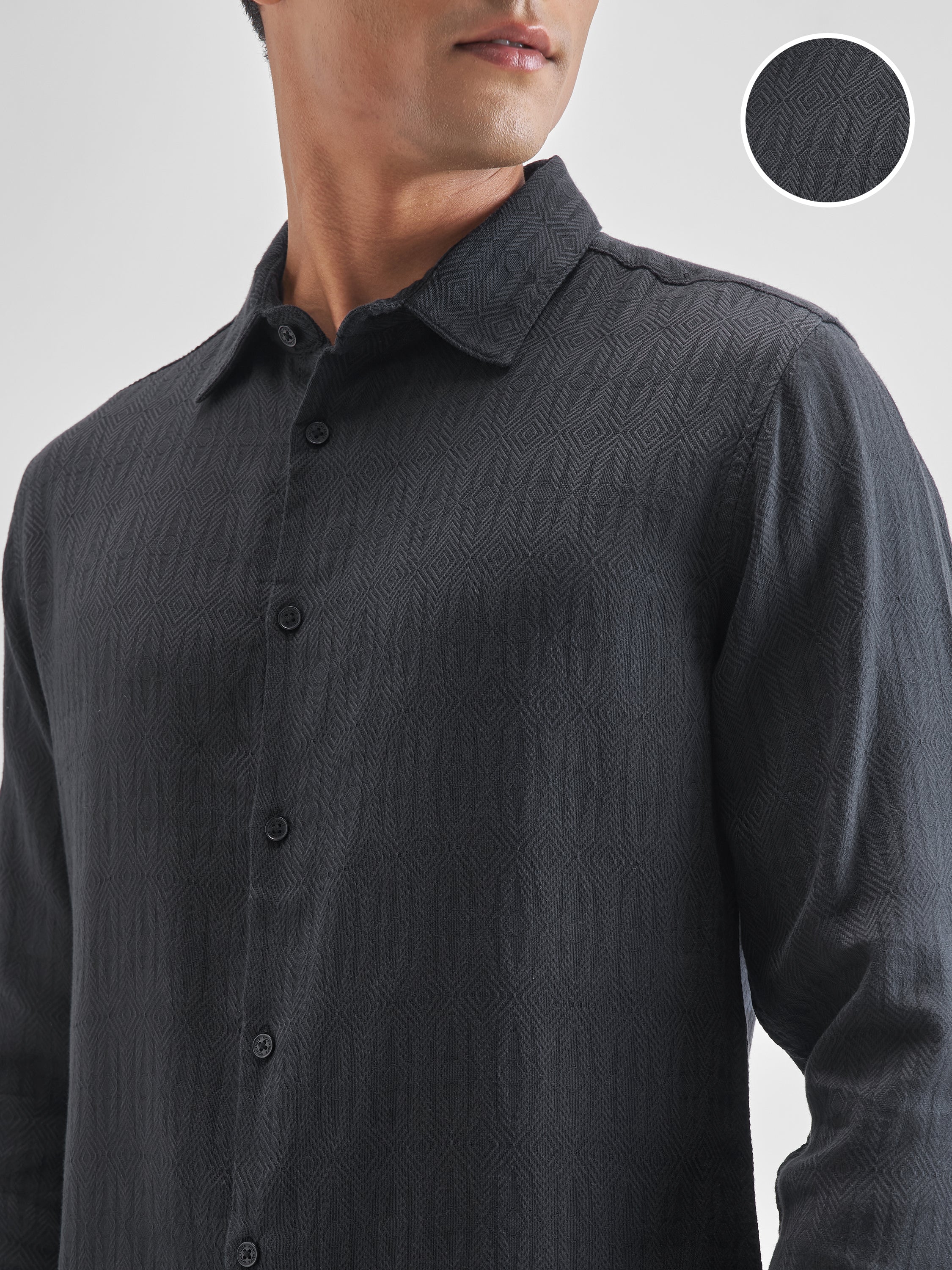 Highlander Men Black Printed Relaxed Fit Casual Shirt - Black - Image 5
