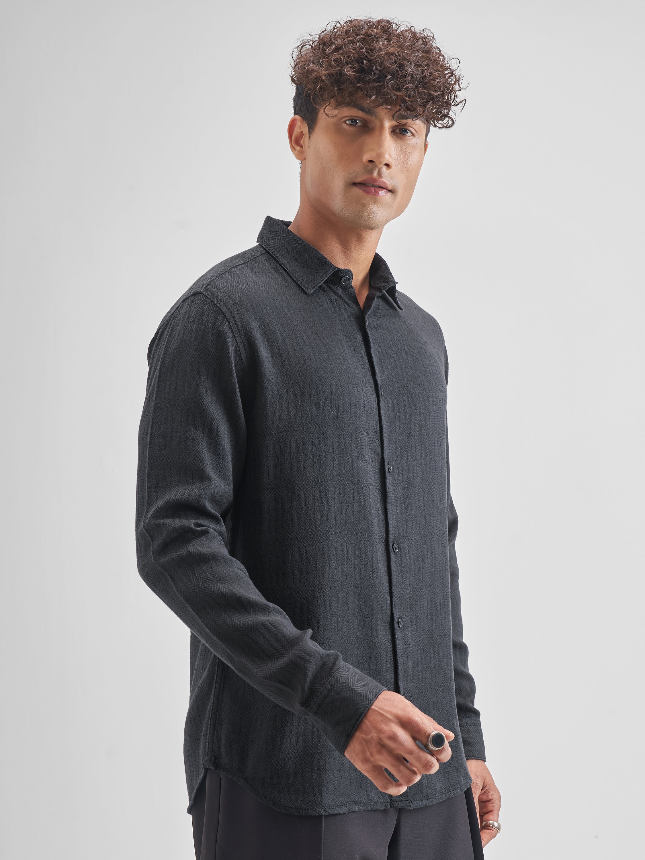 Highlander Men Black Printed Relaxed Fit Casual Shirt - Black - Image 6