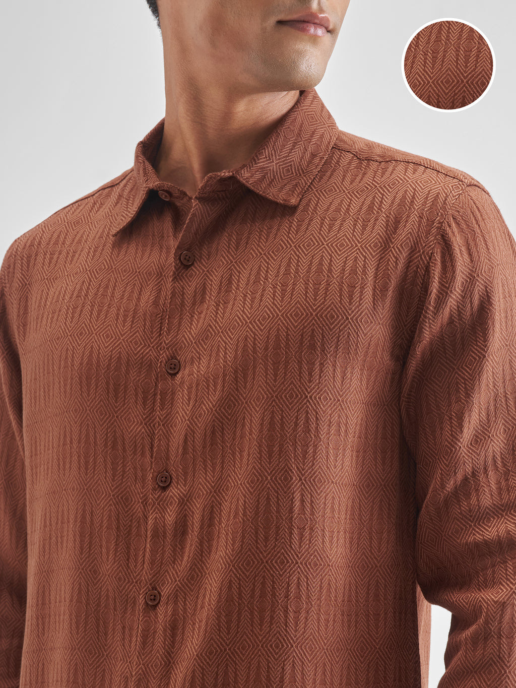 Highlander Men Rust Printed Relaxed Fit Casual Shirt - Rust - Image 5