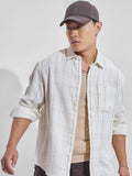 Highlander Men Cream Checked Relaxed Fit Casual Shirt - Cream - Image 1
