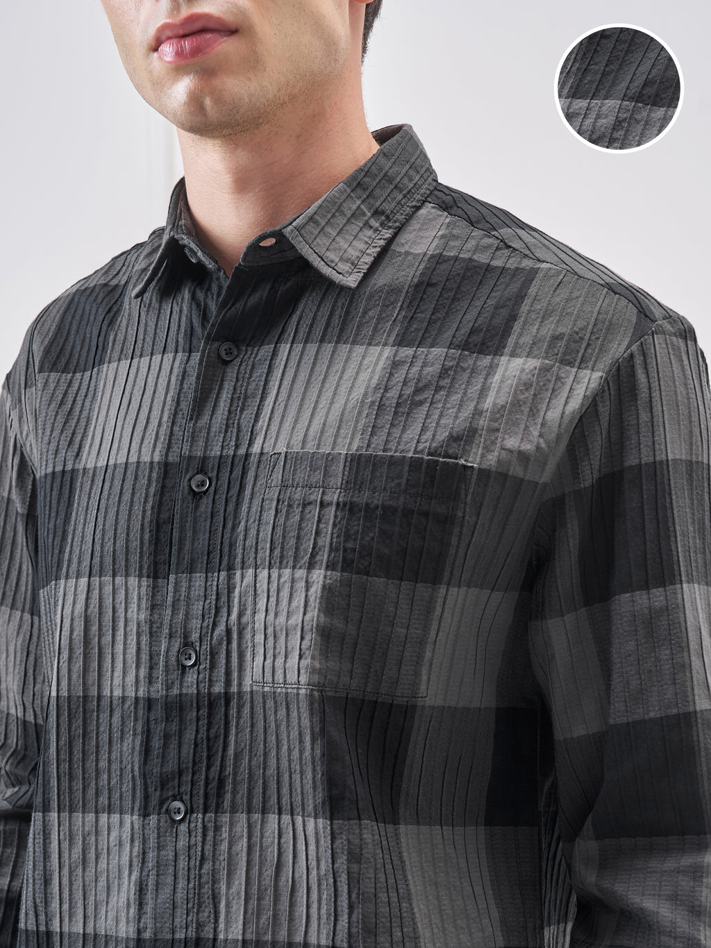 Highlander Men Grey Checked Relaxed Fit Casual Shirt - Grey - Image 5
