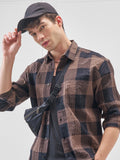 Highlander Men Brown Checked Relaxed Fit Casual Shirt - Brown - Image 1