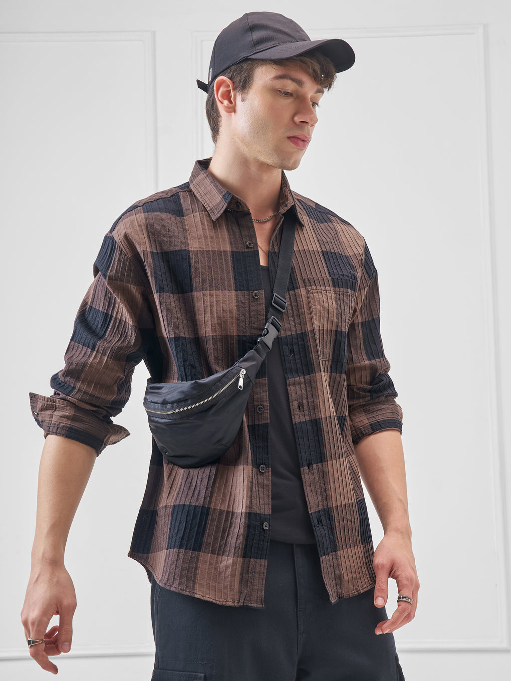 Highlander Men Brown Checked Relaxed Fit Casual Shirt - Brown - Image 6