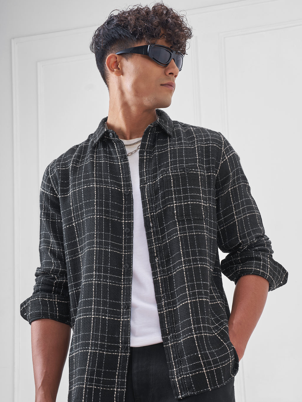 Highlander Men Black Checked Relaxed Fit Casual Shirt - Black - Image 1