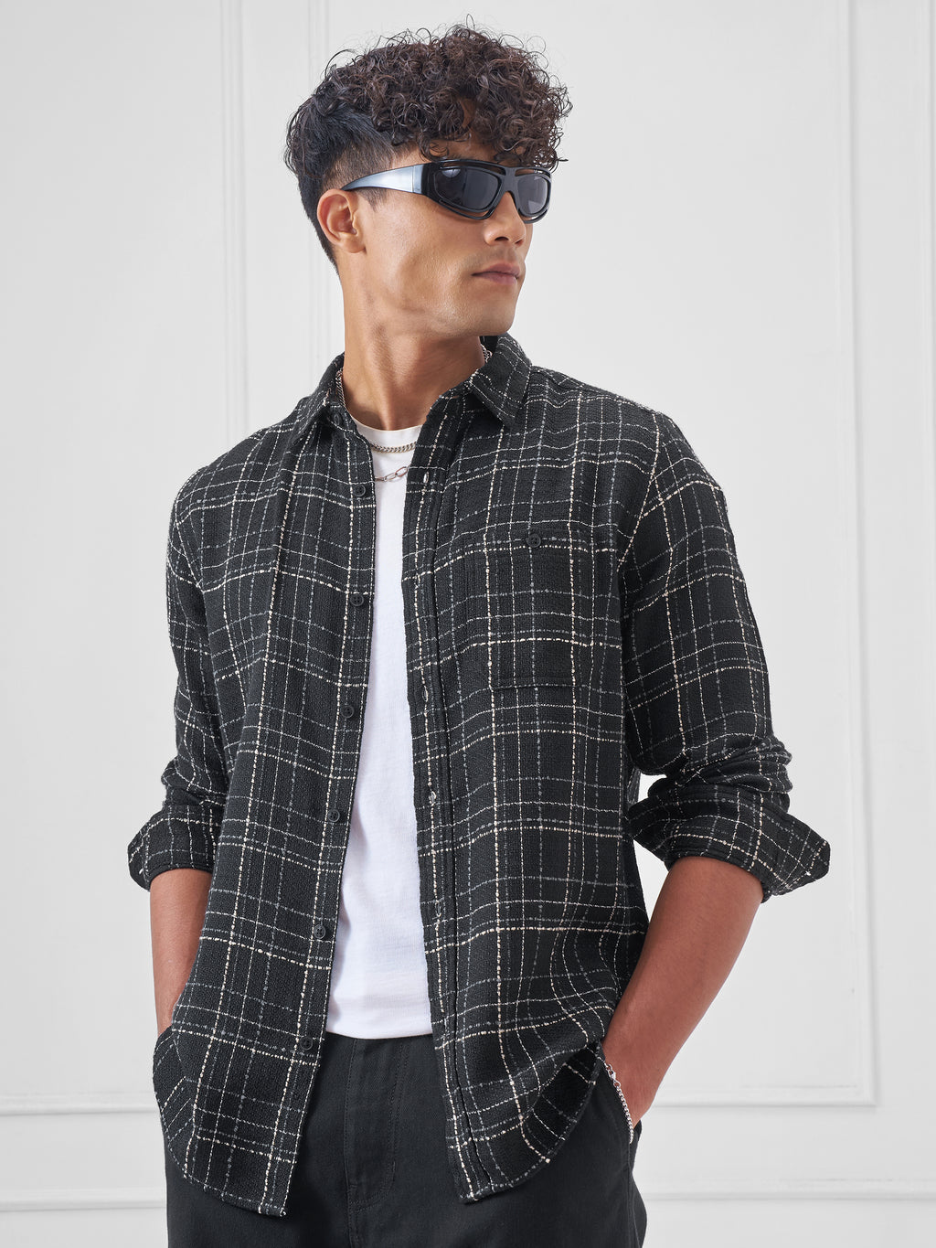 Highlander Men Black Checked Relaxed Fit Casual Shirt - Black - Image 4