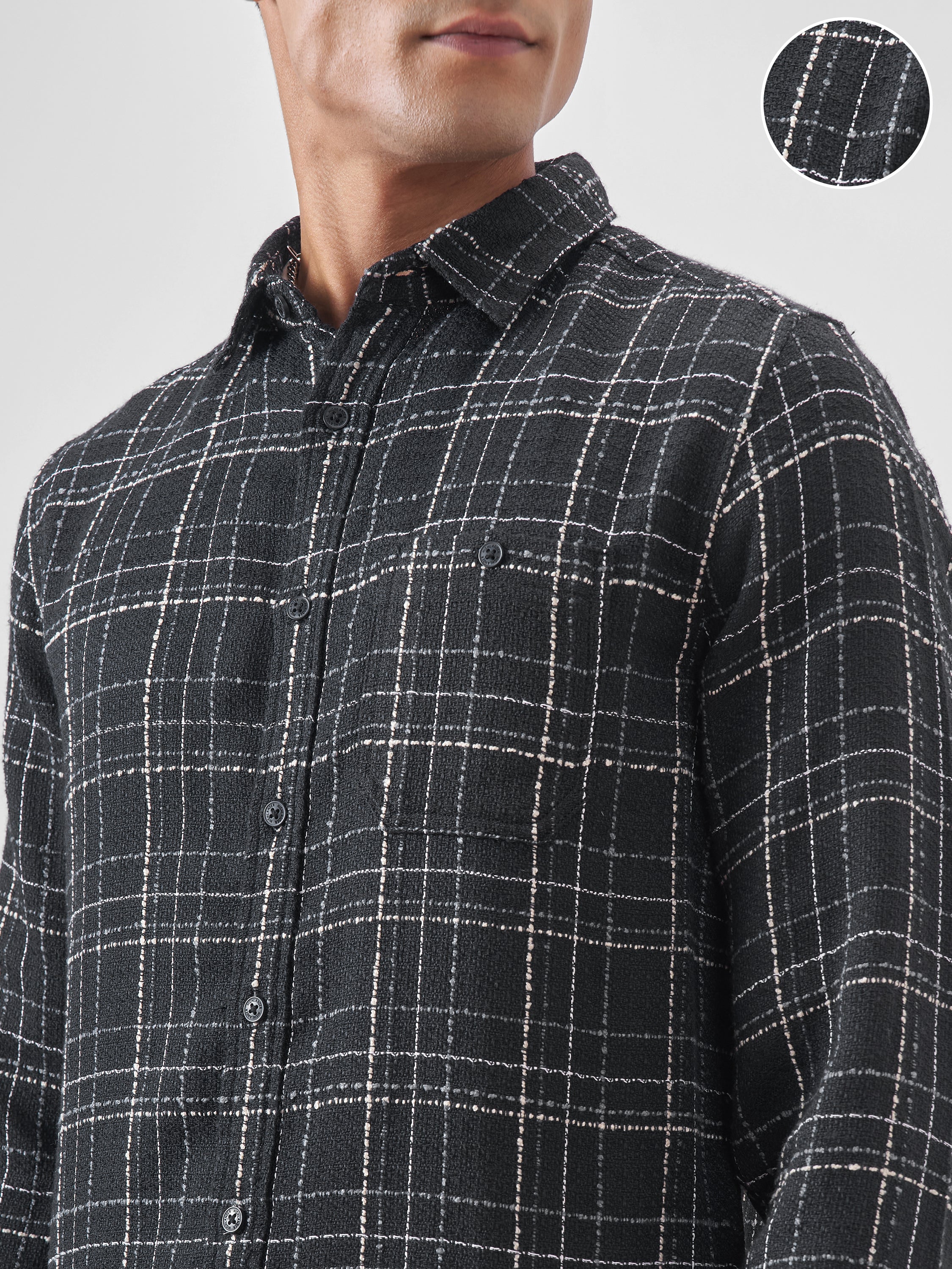 Highlander Men Black Checked Relaxed Fit Casual Shirt - Black - Image 5