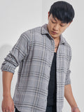 Highlander Men Grey Checked Relaxed Fit Casual Shirt - Grey - Image 1