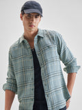 Highlander Men Green Checked Slim Fit Casual Shirt - Green - Image 1