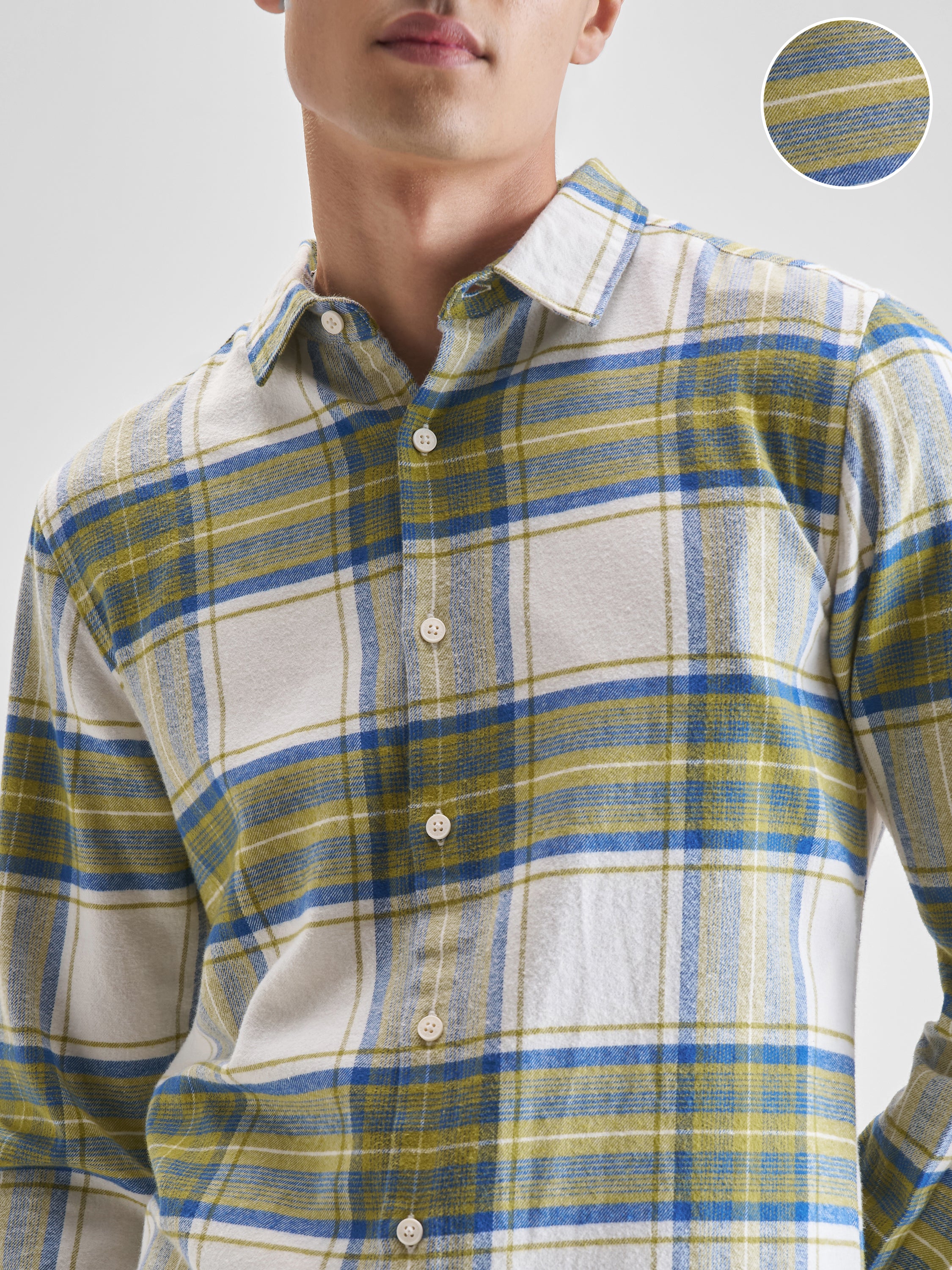 Highlander Men Cream Checked Slim Fit Casual Shirt - Cream - Image 5