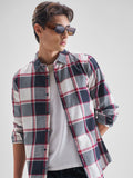 Highlander Men Cream Checked Slim Fit Casual Shirt - Cream - Image 1