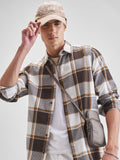 Highlander Men Cream Checked Slim Fit Casual Shirt - Cream - Image 1