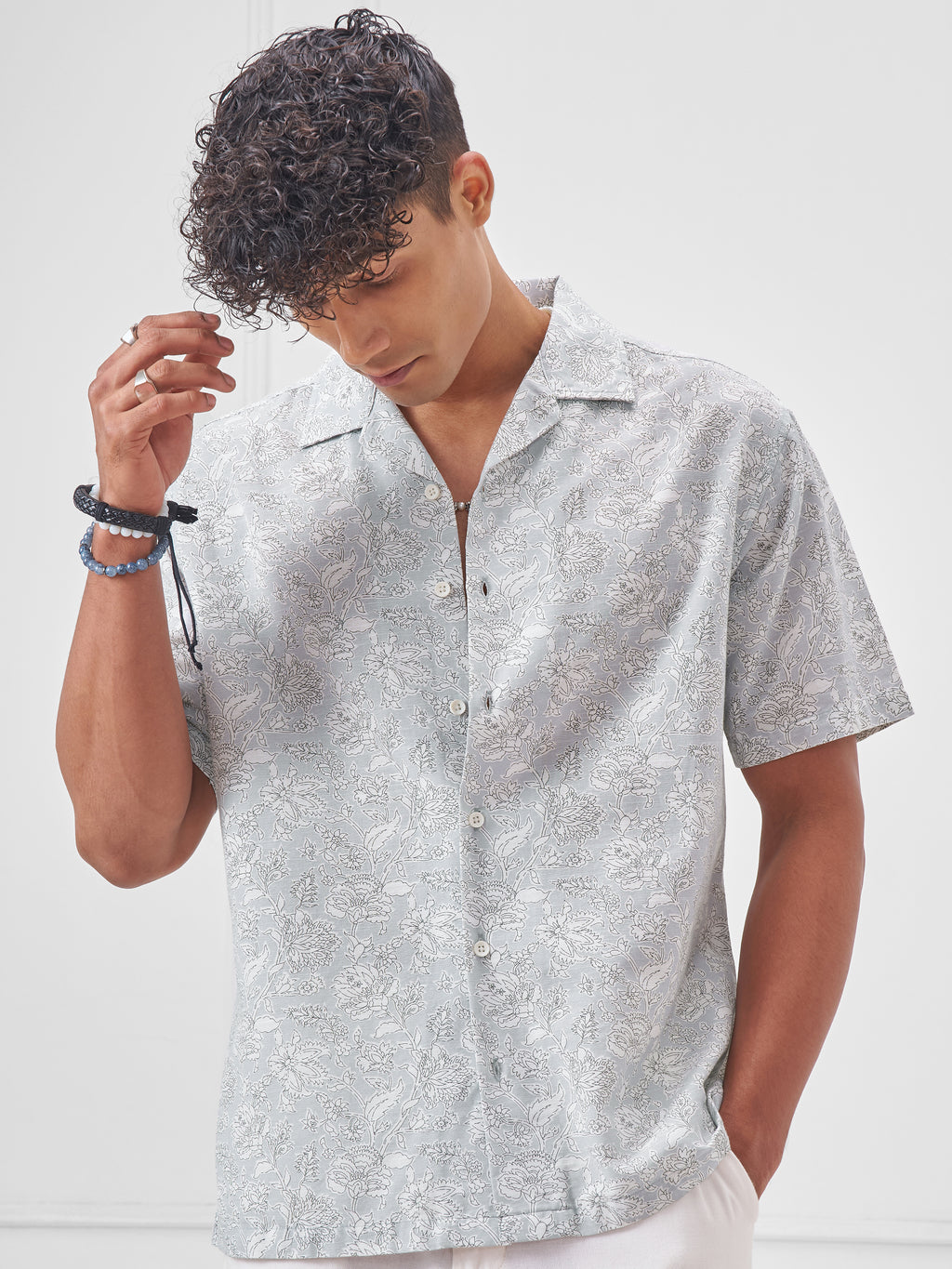 Highlander Men Blue Printed Relaxed Fit Casual Shirt - Blue - Image 1