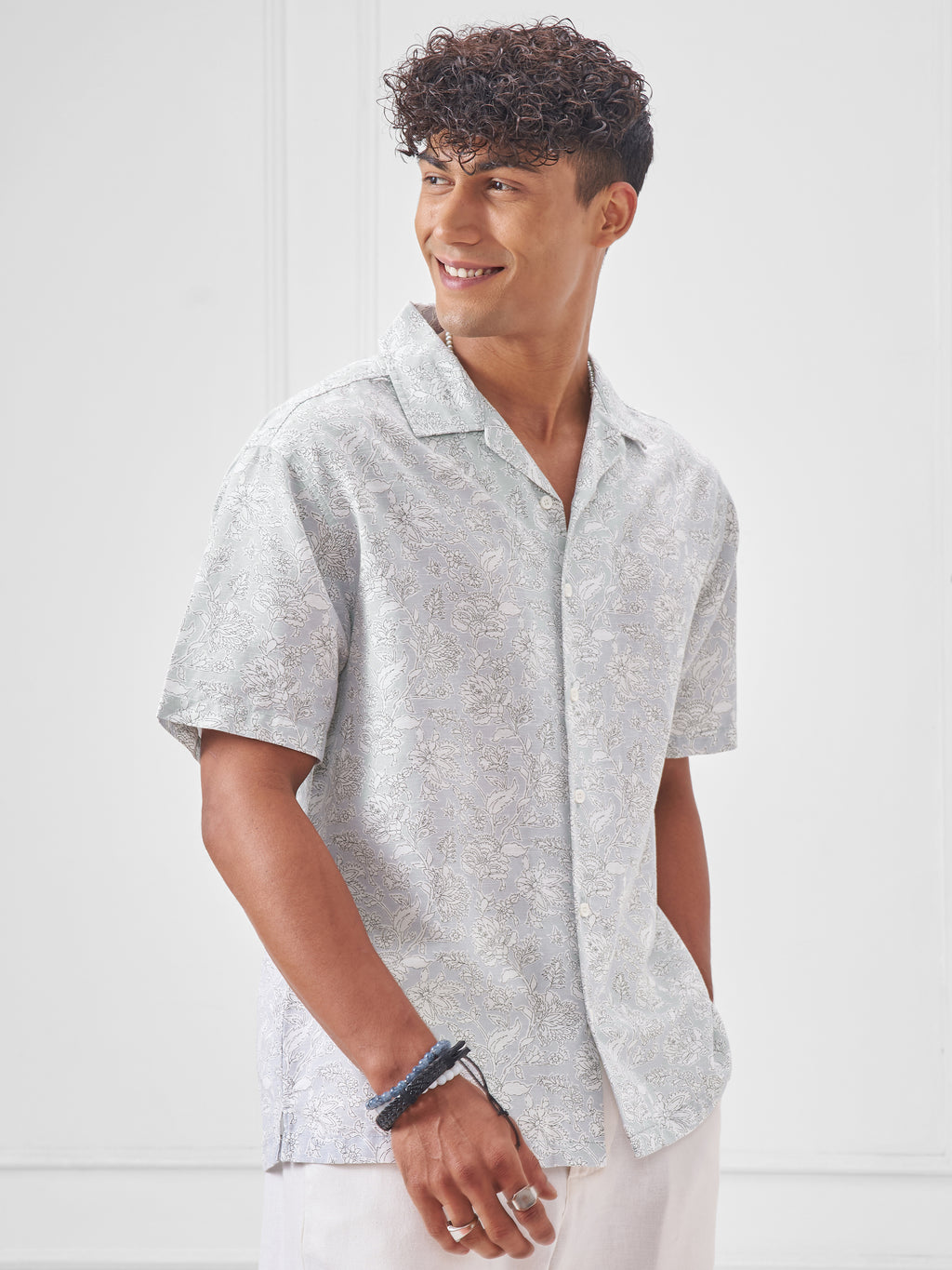 Highlander Men Blue Printed Relaxed Fit Casual Shirt - Blue - Image 6