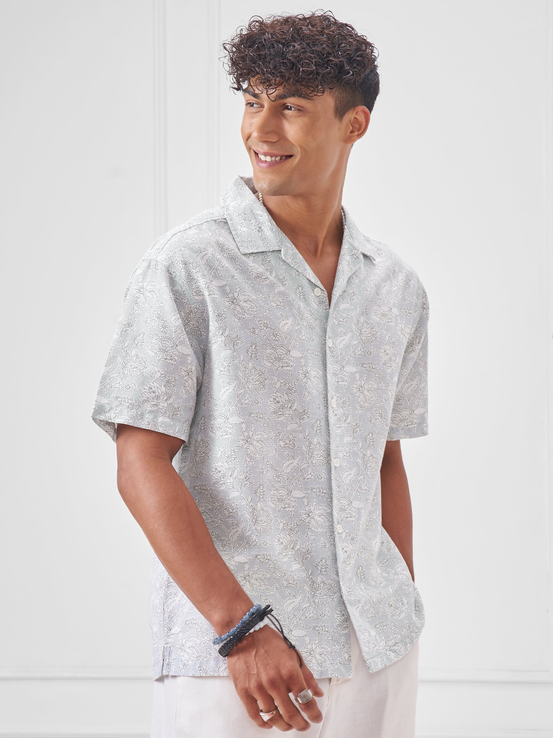 Highlander Men Blue Printed Relaxed Fit Casual Shirt - Blue - Image 6