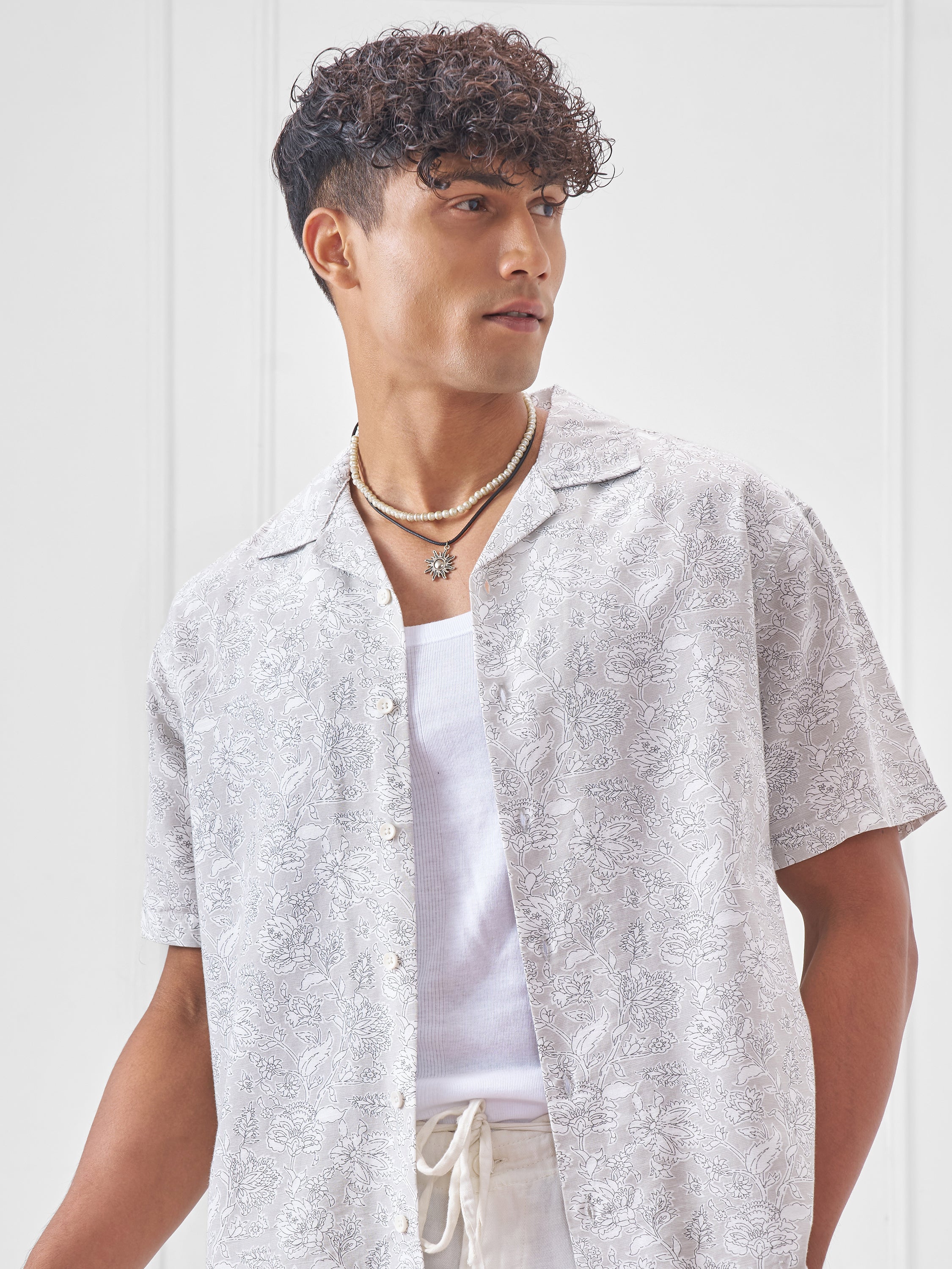 Highlander Men Grey Printed Relaxed Fit Casual Shirt - Grey - Image 1