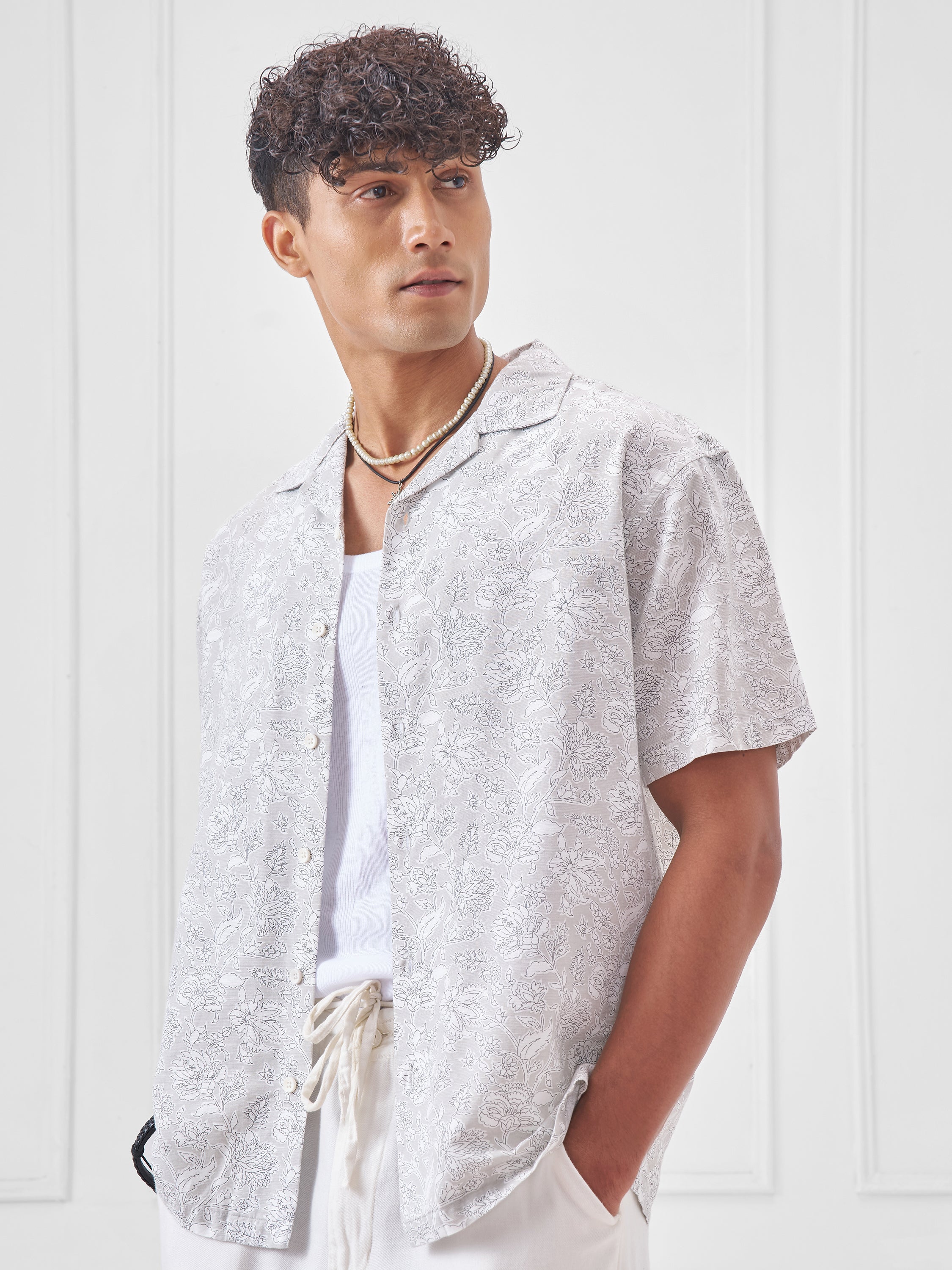 Highlander Men Grey Printed Relaxed Fit Casual Shirt - Grey - Image 4