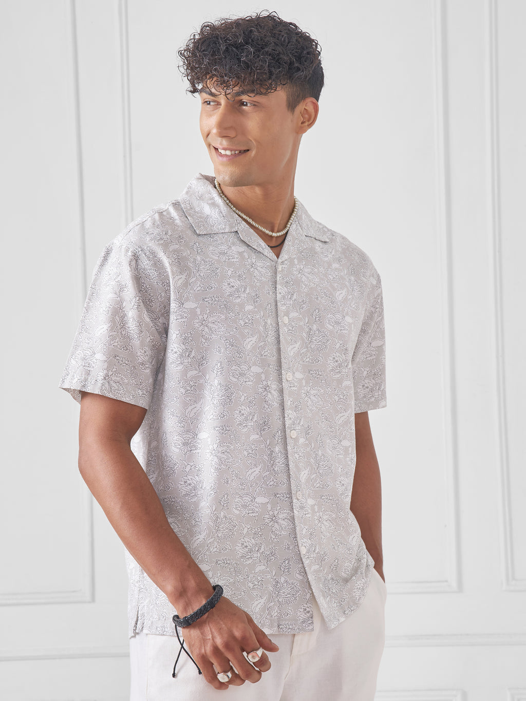 Highlander Men Grey Printed Relaxed Fit Casual Shirt - Grey - Image 6