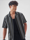 Highlander Men Black Striped Relaxed Fit Casual Shirt - Black - Image 1
